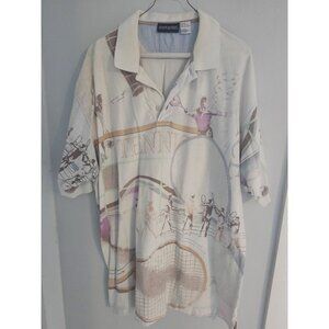 John Henry Mens Tennis Polo Shirt - Size XL -Off White - EUC